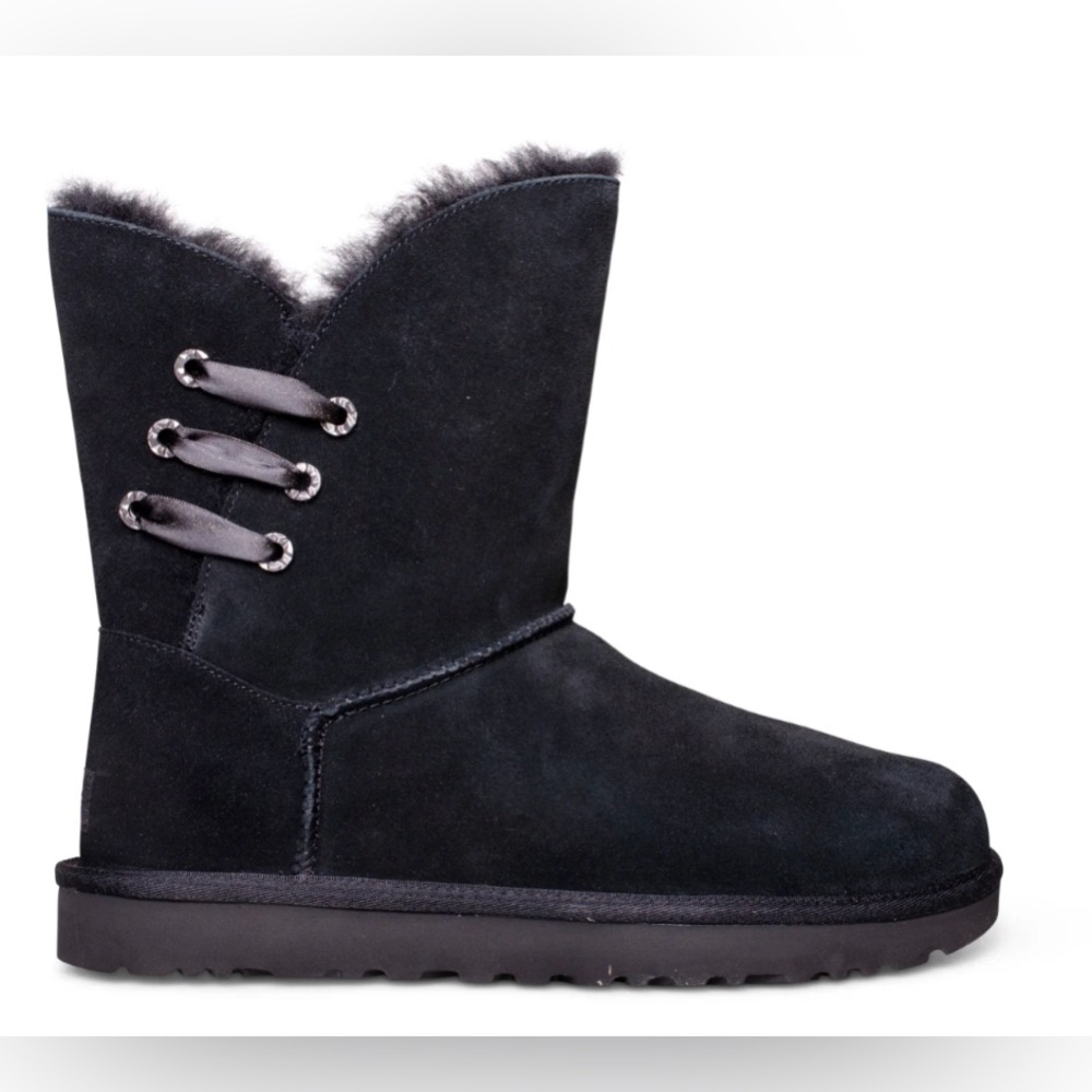 UGG CONSTANTINE SATIN RIBBON BLACK BOOTS - WOMEN'S Size 7 New
